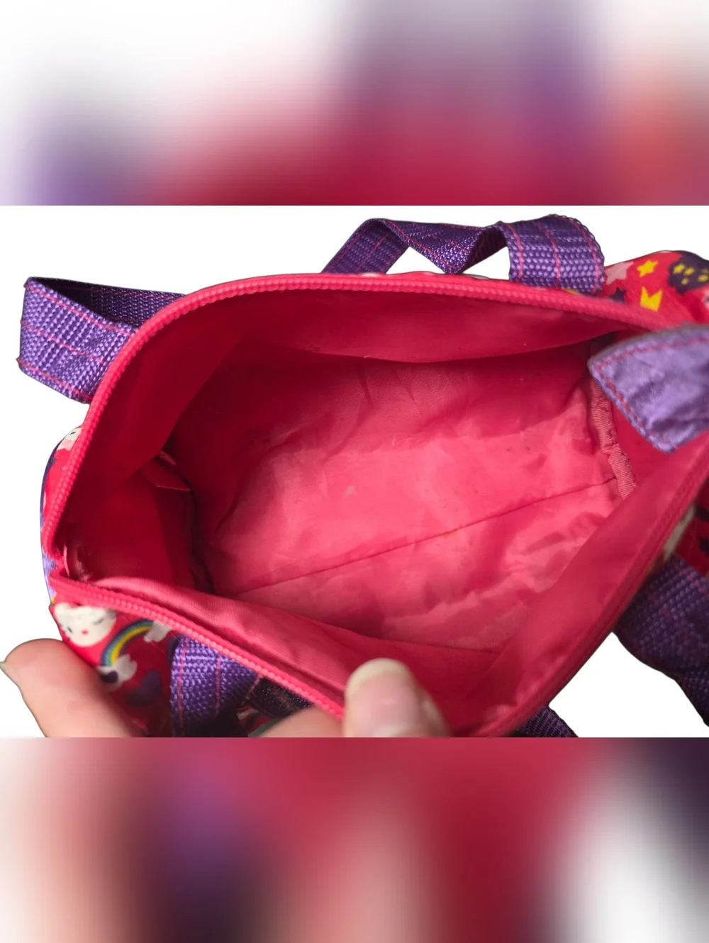 2012 Sanrio Hello Kitty Mini Duffle Rare Rainbow Lightning Heart Sequin Kawaii